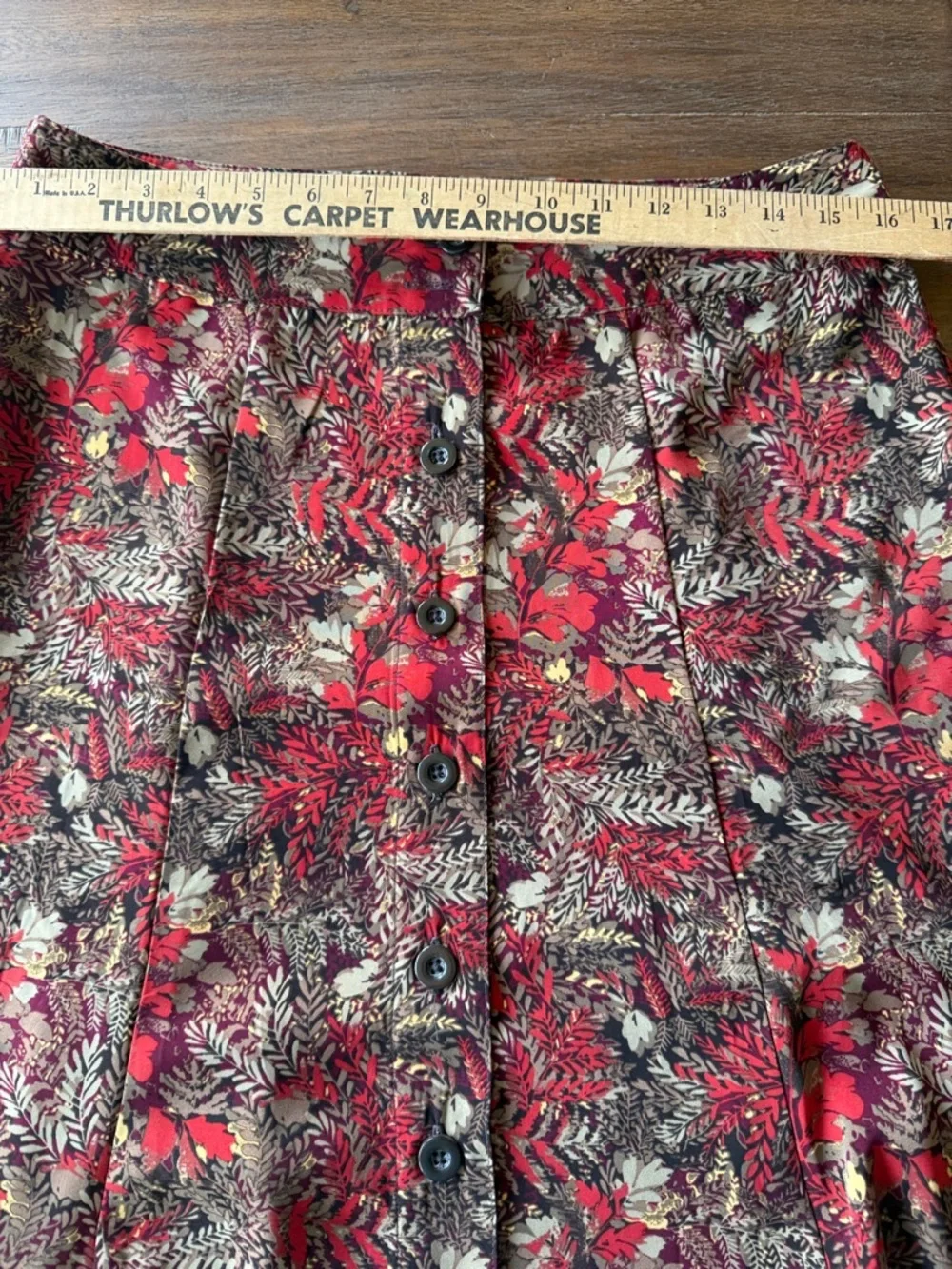 Christopher & Banks Red Floral Button-Front A-Line Skirt - NWOT - Picture 5 of 6
